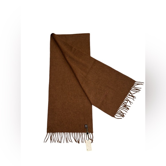 GUCCI NWT VINTAGE 100% CASHMERE CHOCOLATE BROWN SCARF W/COA 62 L x 12 W MSRP$900 - Picture 5 of 12
